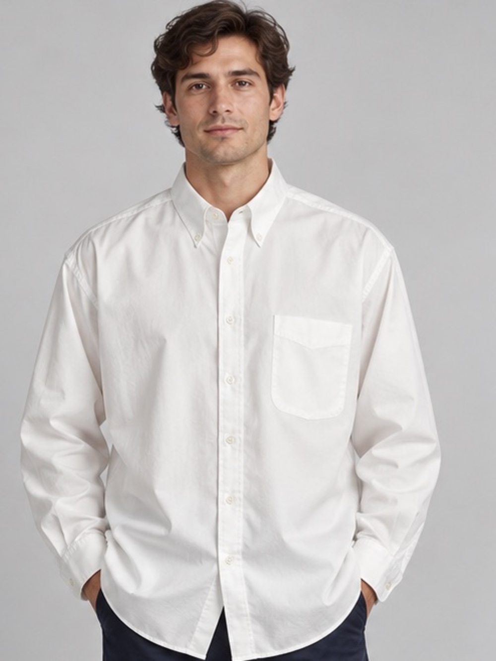 ENRO White Cotton Button Down Shirt Men’s 17½ 34–35